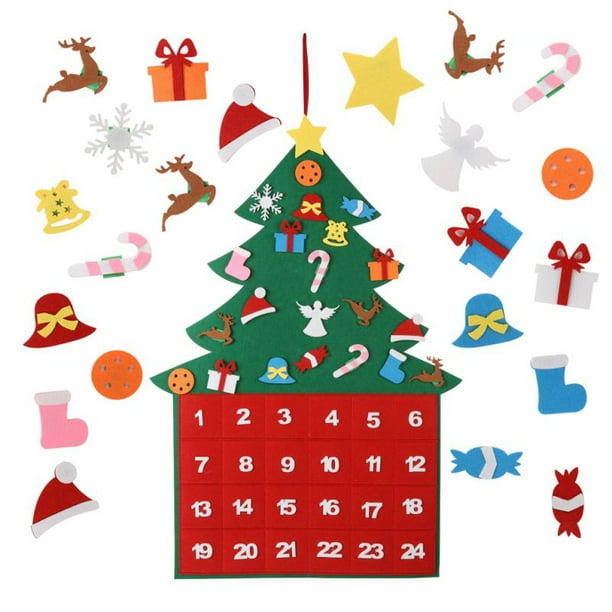 Felt Christmas Tree Fabric Advent Calendar Countdown To Christmas Wall Hanging